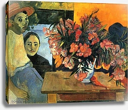 Постер Гоген Поль (Paul Gauguin) Большой букет цветов и таитянские дети (Te Tiare Farani)