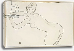 Постер Шиле Эгон (Egon Schiele) Female Nude Kneeling and Bending Forward to the Left, 1918 1