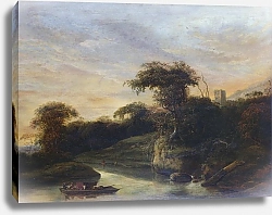 Постер Вет Якоб Пейзаж с рекой и подножьем холма