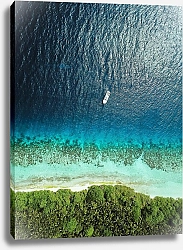 Постер Лодка у пальмового острова