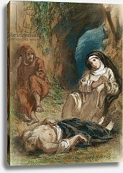 Постер Делакруа Эжен (Eugene Delacroix) Lelia in the Cave, from 'Lelia' by George Sand c.1852