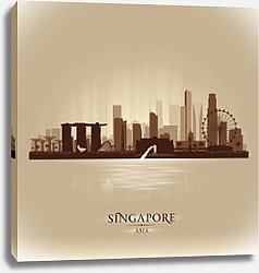 Постер Сингапур, силуэт города