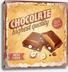 Постер Шоколад с орехами, ретро плакат