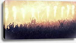 Постер Толпа на концерте с огнями и фейерверками