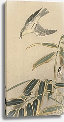 Постер Косон Охара Wheatear with bamboo