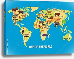 Постер Детская карта мира с животными №3