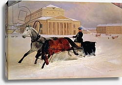 Постер Сверчков Николай Pole Pair with a Trace Horse at the Bolshoi Theatre in Moscow, 1852 1