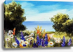 Постер Цветы возле моря