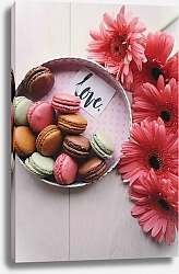 Постер Цветы и печенье макарон