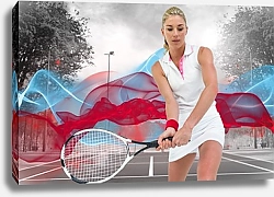 Постер Девушка с теннисной ракеткой на корте