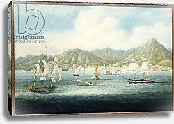 Постер Школа: Китайская 19в. A View of Victoria, Hong Kong with British Ships and other Vessels, c.1850