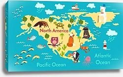 Постер Детская карта Северной Америки №2