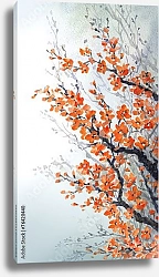 Постер Акварельные ветви цветущей вишни