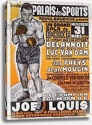 Постер Бельгийская школа 20в Poster advertising the boxing match between the Belgian Champion, Delannoit and the Dutch champion, Luc Van Dam