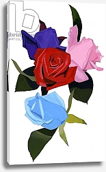 Постер Хируёки Исутзу (совр) Pink red and light blue roses.