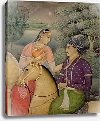 Постер Бриско Марк (совр) A Couple on Horseback Beside a Moonlit Lake