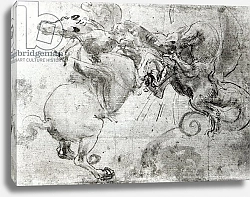 Постер Леонардо да Винчи (Leonardo da Vinci) Battle between a Rider and a Dragon, c.1482