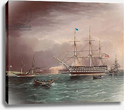 Постер Баттерсворт Джеймс The U.S.S. Pennsylvania Under Tow at the Outbreak of the American Civil War with Fort Monroe in the Background