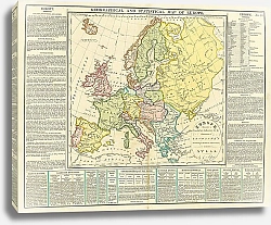 Постер Географическая и политическая карта Европы, 1813 г. 1