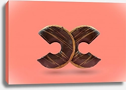 Постер Два пончика на розовом фоне