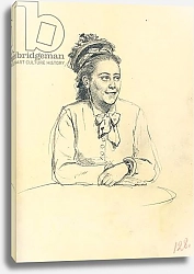 Постер Репин Илья Study for 'A Parisian Cafe': Seated Woman with Bow and Folded Hands, c. 1872-1875