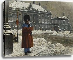 Постер Фишер Поль A Royal Life Guard on Duty Outside the Royal Palace Amalienborg, Copenhagen,