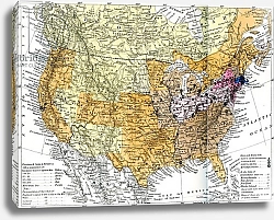 Постер Map showing the density of the population of the United States of America in 1880 and Canada in 188