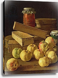 Постер Мелендес Луис Still life with apples, pots of jam and boxes of cake