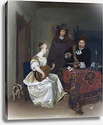 Постер Борх Джерард Женщина, играющая музыка для двух детей