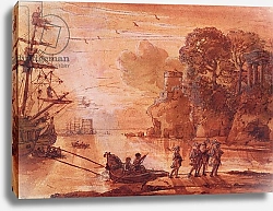 Постер Лоррен Клод (Claude Lorrain) The Disembarkation of Warriors in a Port, possibly Aeneas in Latium, 1660-65