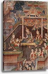 Постер Школа: Тайская Detail from a mural in the Viharn laikam at Wat Phra Singh 1