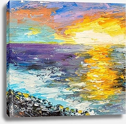 Постер Красочный закат на побережье