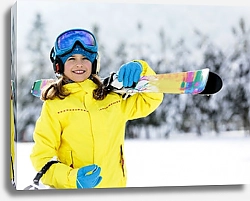 Постер Лыжница в ярком костюме