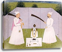 Постер Школа: Индийская 18в Pandits Attending Balwant Singh's Personal Shrine, c. 1750