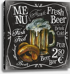 Постер Грифельная доска с пивом и кренделем