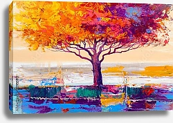 Постер Осеннее дерево на холме