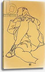 Постер Шиле Эгон (Egon Schiele) Young Man Reclining with his Head Resting on His Crossed Leg; Liegender Knabe mit Aufgestutztem Kopf und Ubergeschlagenen Linken Bein, 1918