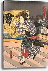 Постер Утагава Кунисада Rainy Scene on a Bridge