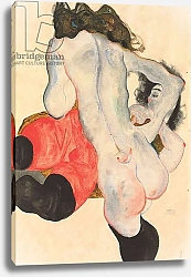 Постер Шиле Эгон (Egon Schiele) Reclining woman in red trousers and standing female nude, 1912