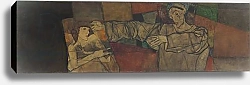 Постер Шиле Эгон (Egon Schiele) Self-portrait with Model; Selbstbildnis mit Modell, 1913