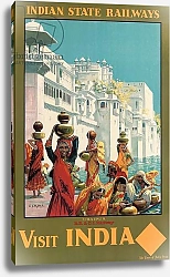 Постер Visit India, Udaipur', an advertising poster for Indian State Railways