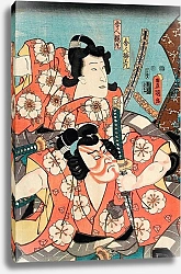Постер Утагава Кунисада Toneri Umeōmaru and Toneri Sakuramaru from the play Sugawara Denjū Tenarai Kagami