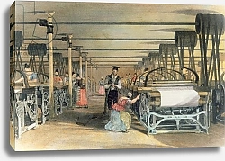 Постер Аллом Томас (грав) Power loom weaving, 1834