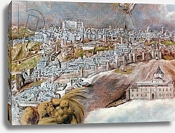 Постер Эль Греко View and Map of the Town of Toledo, detail of the Tavera hospital, 1609