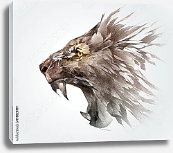 Постер Иллюстрация рычащей морды льва
