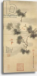 Постер Школа: Китайская 19в. Five Bats amidst a Pine Branch, 1844