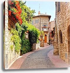 Постер Италия, Тоскана. Цветная улица в Ассиззи