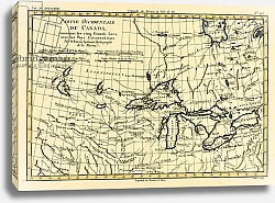 Постер Бонне Чарльз (карты) Western Canada, including the Five Great Lakes, 1780