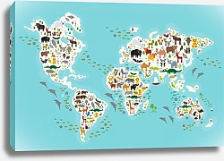Постер Детская карта мира с животными №4