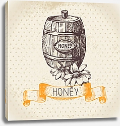 Постер Иллюстрация с бочонком мёда